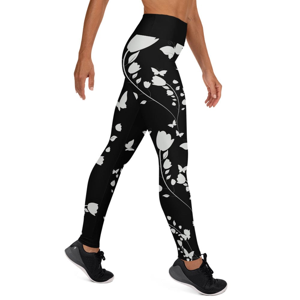 BUTTERFLY AND FLOWERS Yoga Leggings