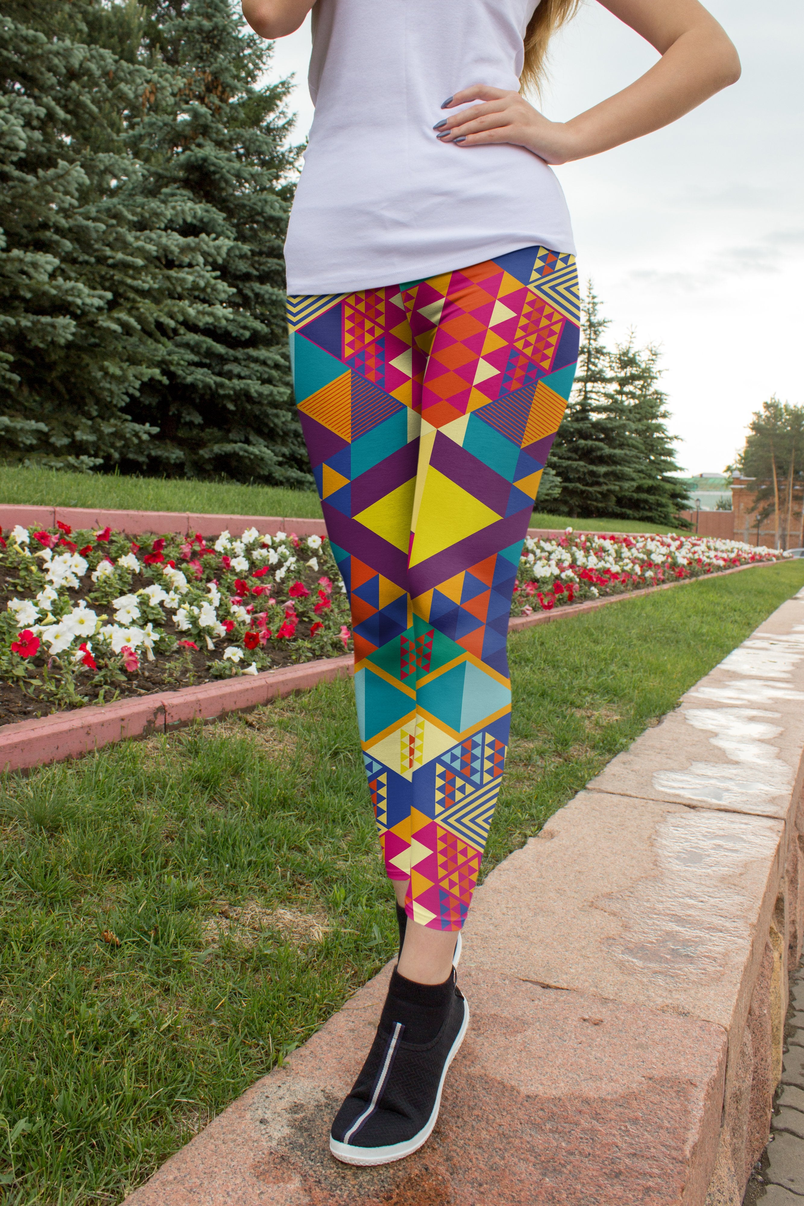 geometric colors Leggings - US FITGIRLS