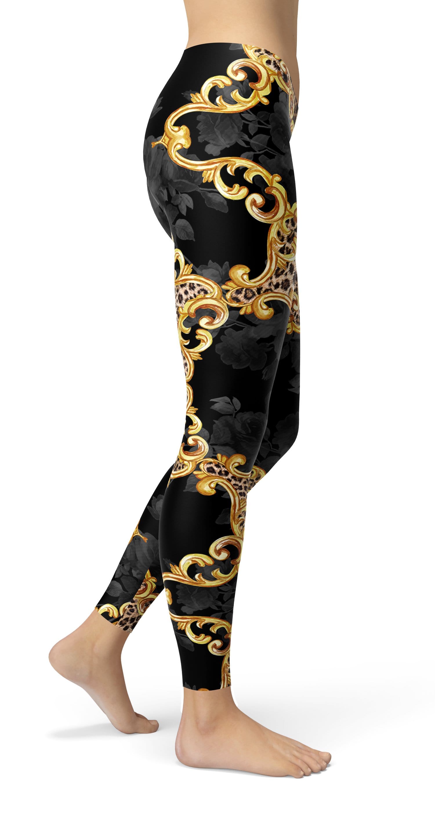 Leopard Chain belt gold baroque Leggings - US FITGIRLS