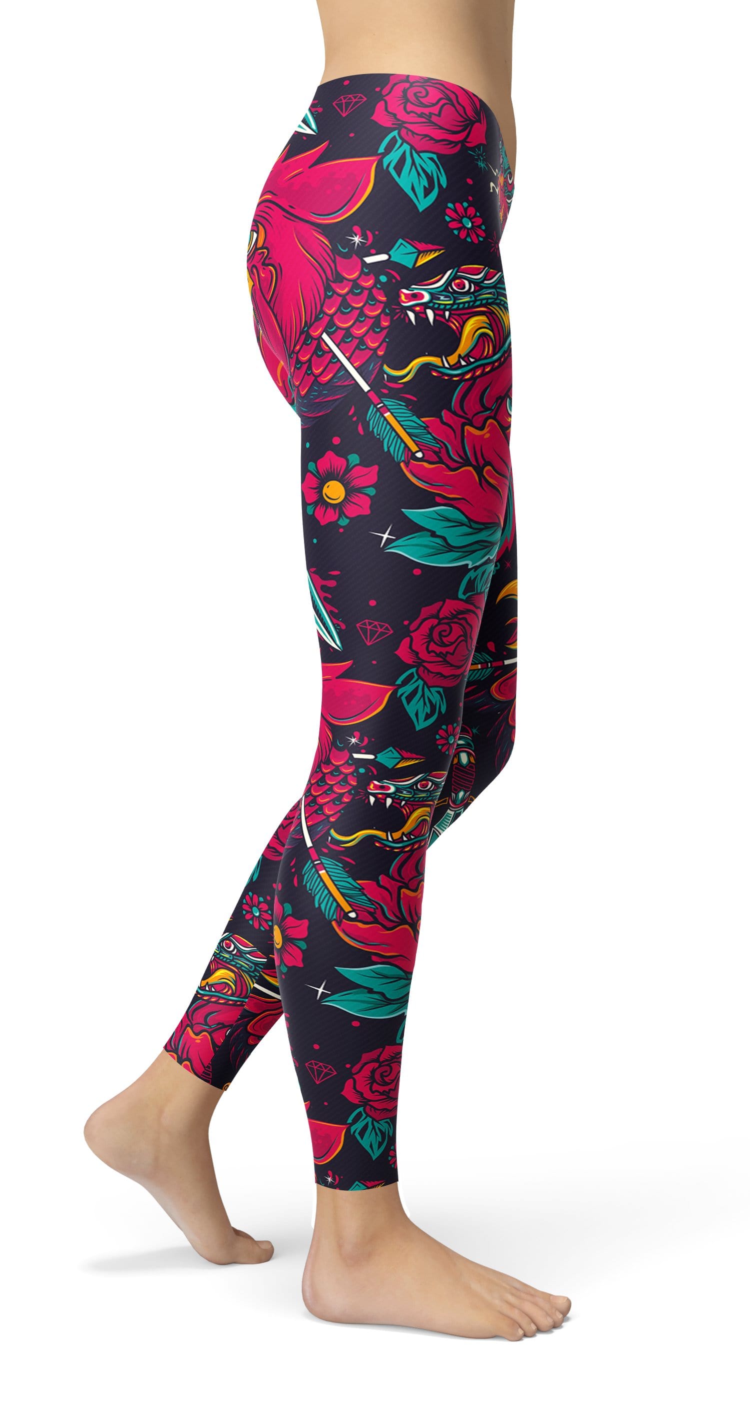 Snake and Rooster Head Leggings - US FITGIRLS