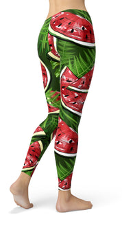 watermelons and tropical plants  Leggings - US FITGIRLS