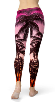 Silhouette coconut palm trees Leggings - US FITGIRLS